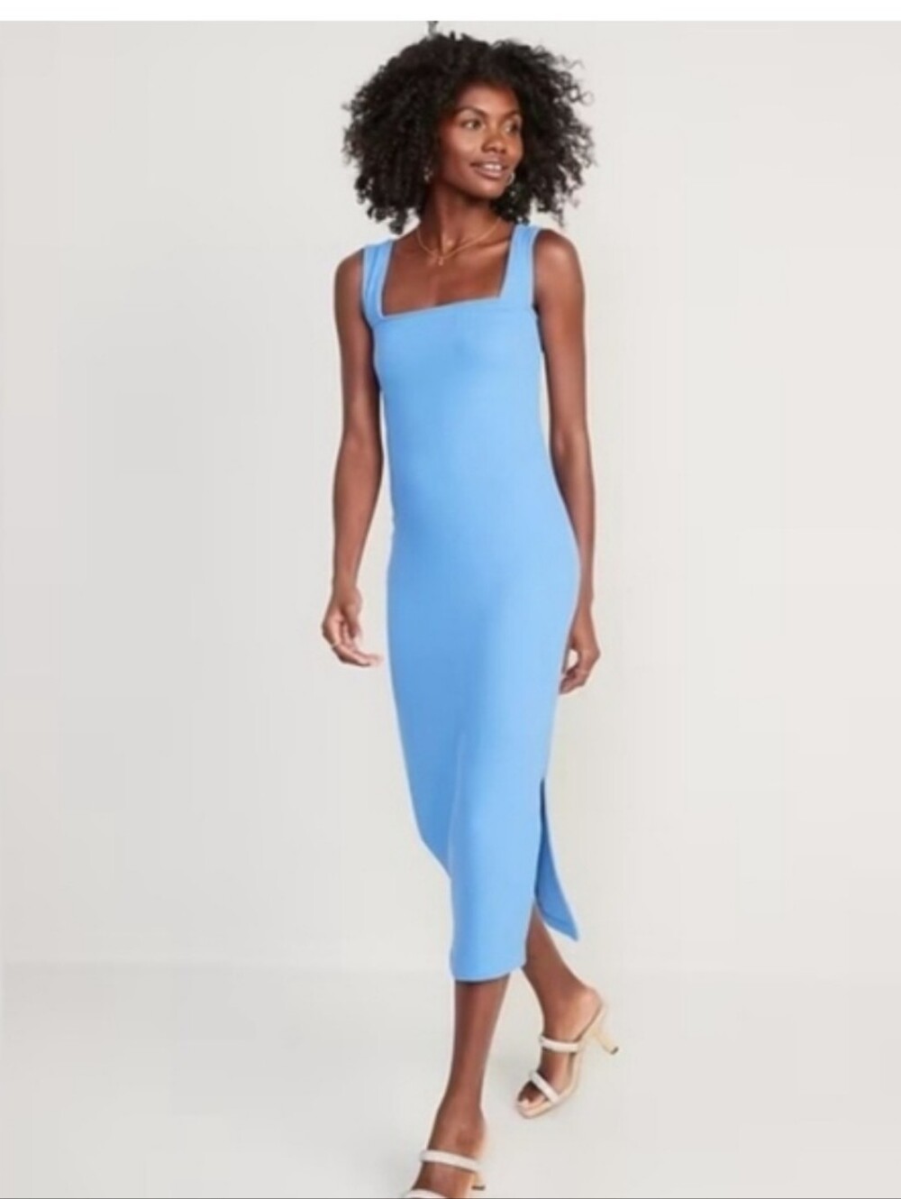 Old Navy Square-Neck Midi Dress in Sky Blue